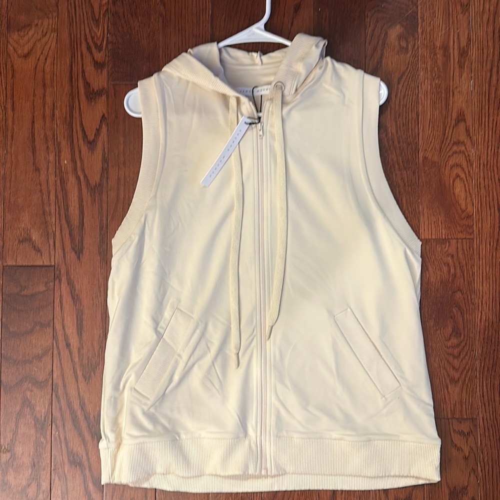 Sleeveless Zip Hoodie Vest in Cream - Susana Monaco